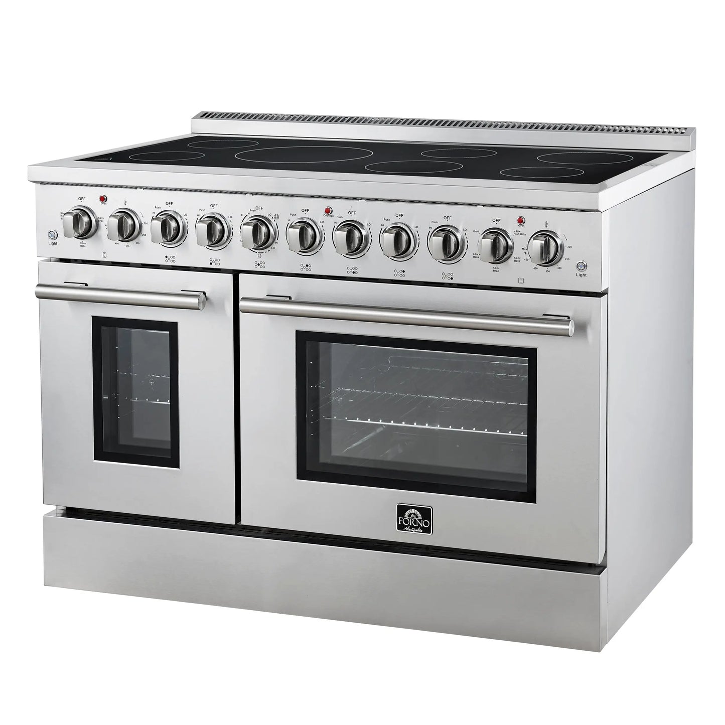Forno Paolo 48 Inch Freestanding Electric Range, Stainless Steel, 6.7 cu.ft, True Convection Oven, Energy Efficient FORNO