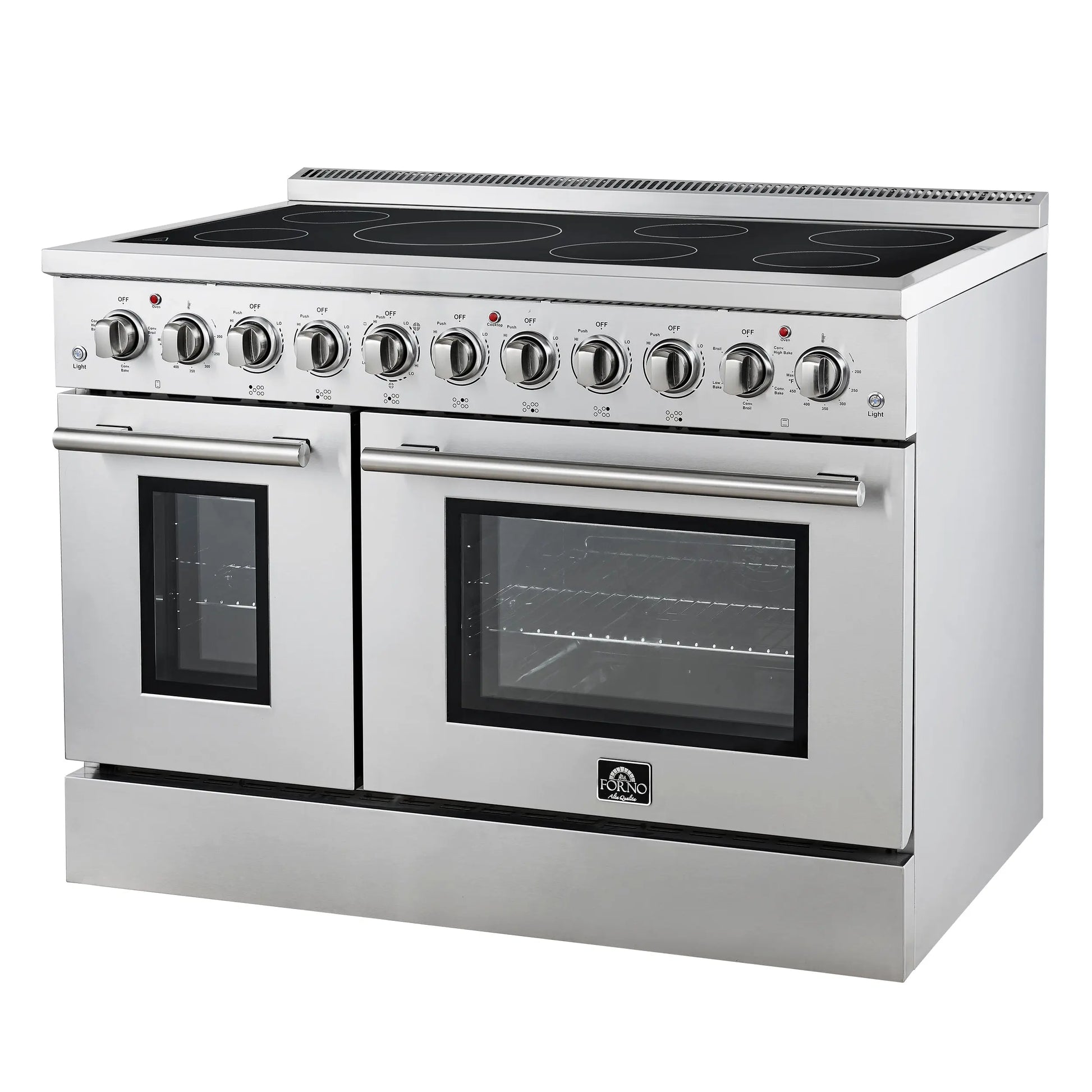 Forno Paolo 48 Inch Freestanding Electric Range, Stainless Steel, 6.7 cu.ft, True Convection Oven, Energy Efficient FORNO
