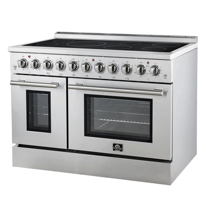 Forno Paolo 48 Inch Freestanding Electric Range, Stainless Steel, 6.7 cu.ft, True Convection Oven, Energy Efficient FORNO