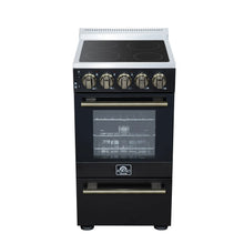 Forno Pallerano 20 Inch Freestanding Electric Range in Black with Antique Brass, Compact Design FORNO