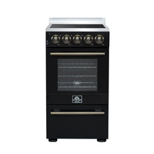 Forno Pallerano 20 Inch Freestanding Electric Range in Black with Antique Brass, Compact Design FORNO
