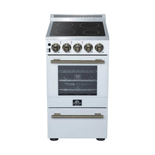 Forno Pallerano 20 Inch Freestanding Electric Range in White with Antique Brass, Compact Design FORNO