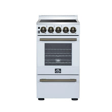 Forno Pallerano 20 Inch Freestanding Electric Range in White with Antique Brass, Compact Design FORNO