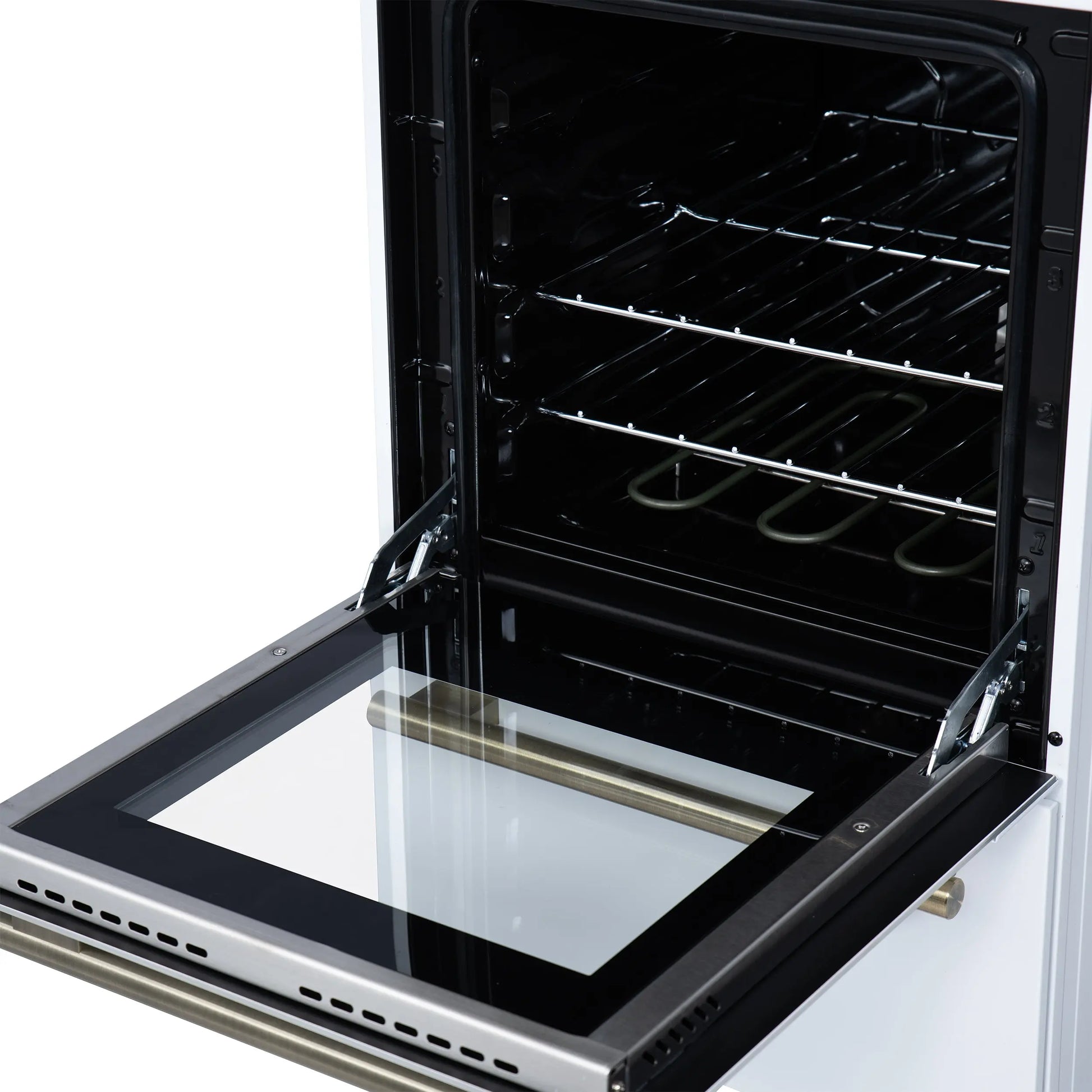 Forno Pallerano 20 Inch Freestanding Electric Range in White with Antique Brass, Compact Design FORNO