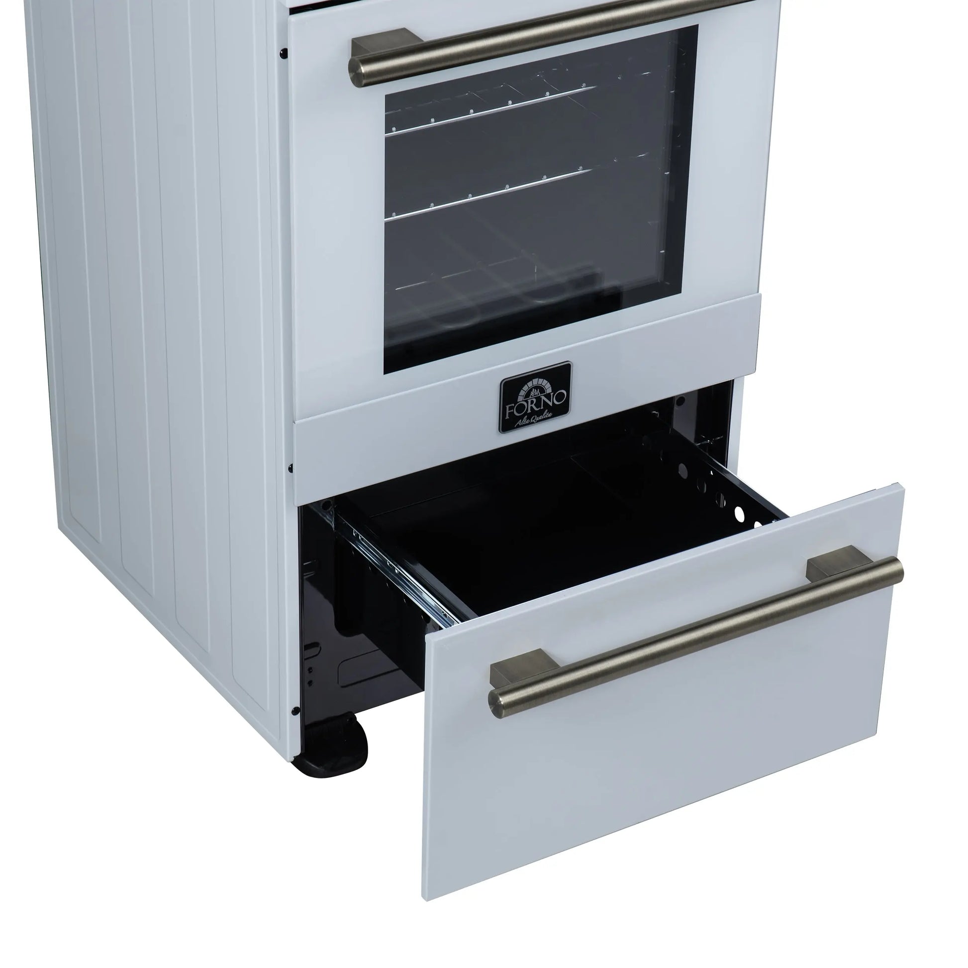 Forno Pallerano 20 Inch Freestanding Electric Range in White with Antique Brass, Compact Design FORNO