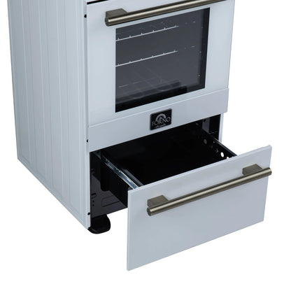 Forno Pallerano 20 Inch Freestanding Electric Range in White with Antique Brass, Compact Design FORNO