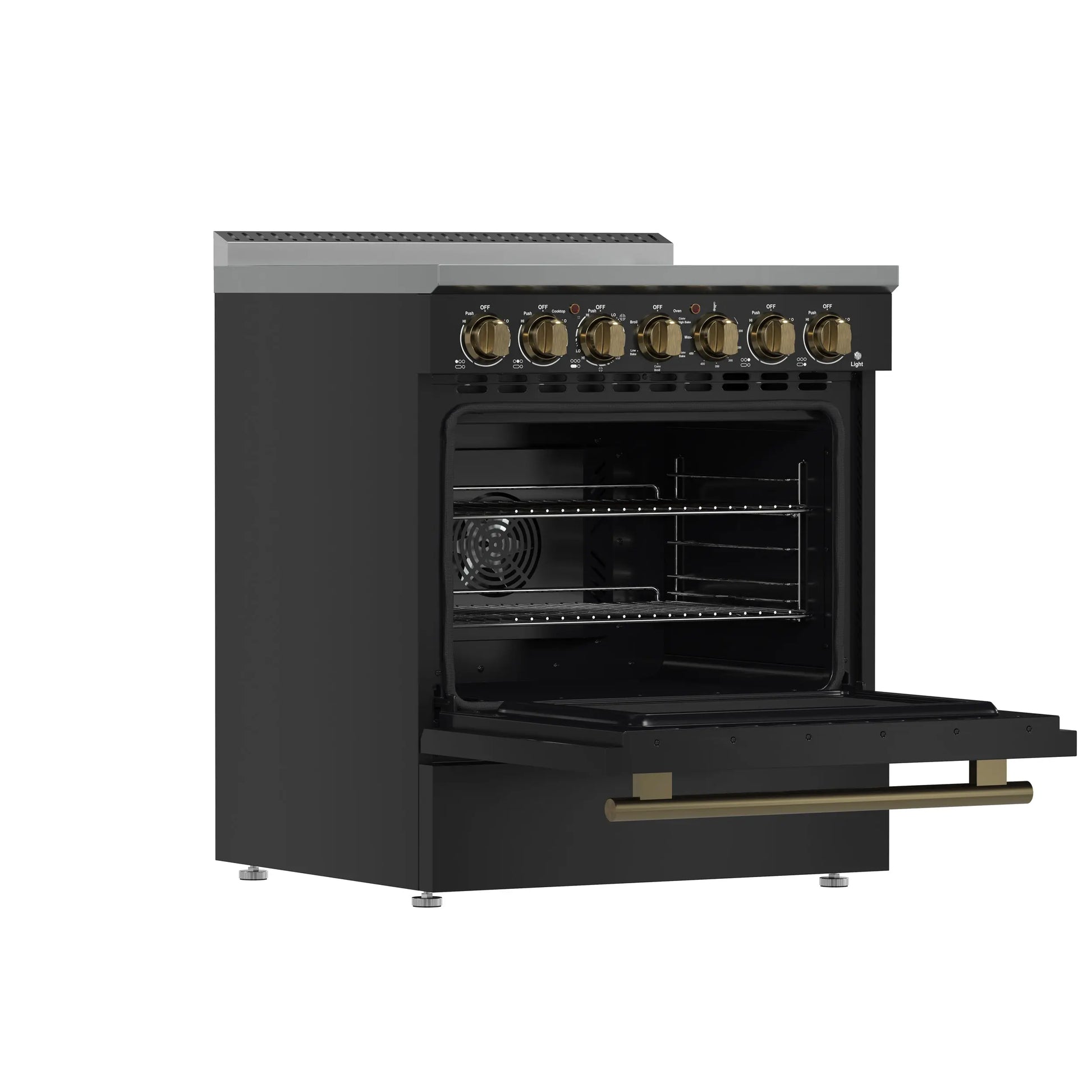 Forno Paolo 30-Inch Freestanding Electric Range, Black, 4.38 cu.ft, True Convection Oven, Energy Efficient FORNO
