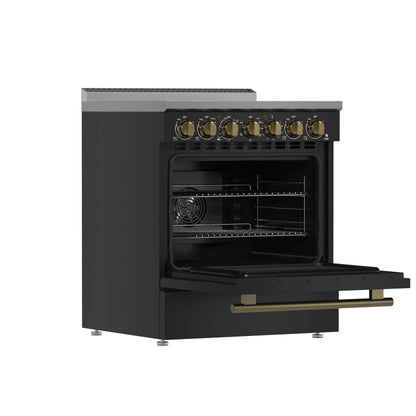 Forno Paolo 30-Inch Freestanding Electric Range, Black, 4.38 cu.ft, True Convection Oven, Energy Efficient FORNO