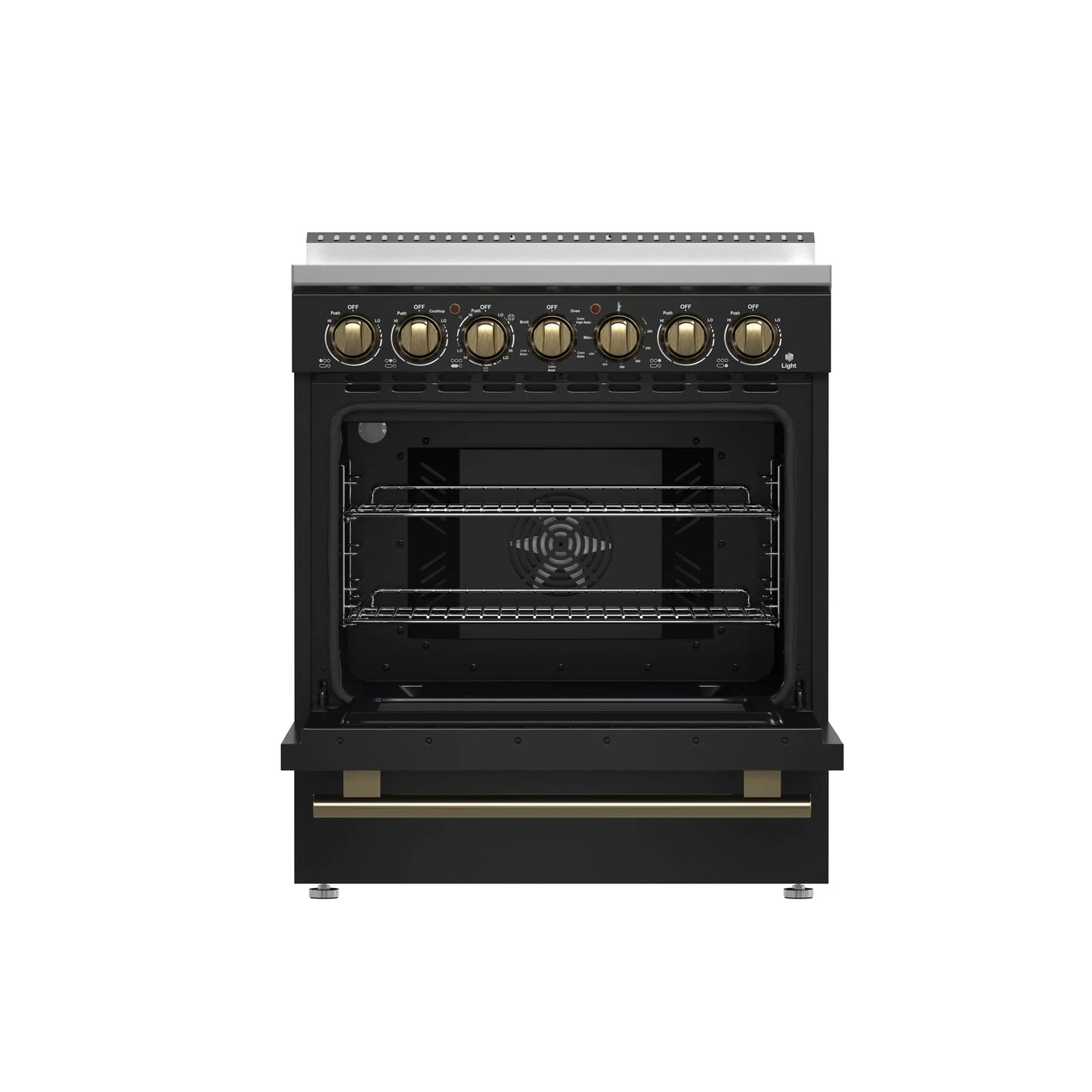 Forno Paolo 30-Inch Freestanding Electric Range, Black, 4.38 cu.ft, True Convection Oven, Energy Efficient FORNO