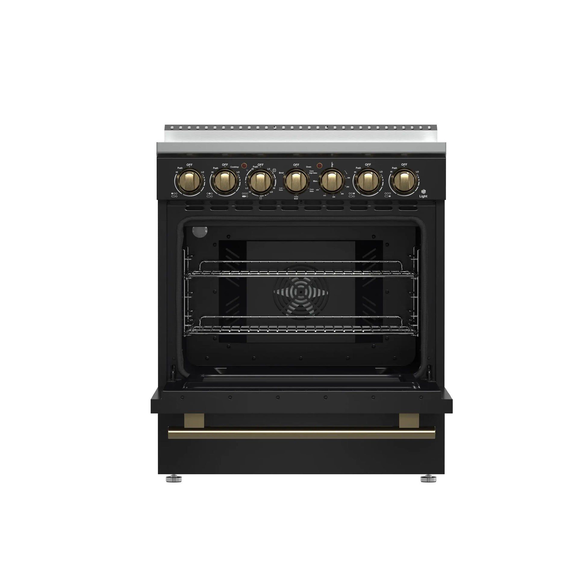 Forno Paolo 30-Inch Freestanding Electric Range, Black, 4.38 cu.ft, True Convection Oven, Energy Efficient FORNO