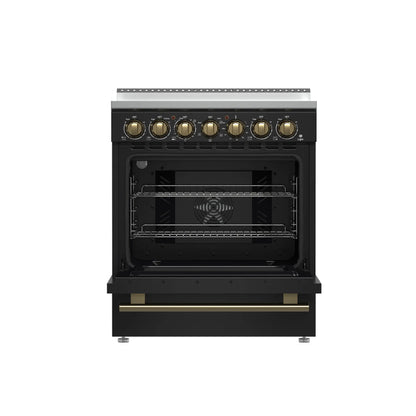 Forno Paolo 30-Inch Freestanding Electric Range, Black, 4.38 cu.ft, True Convection Oven, Energy Efficient FORNO