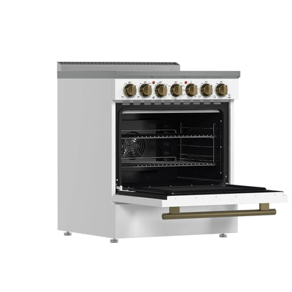 Forno Paolo 30-Inch Freestanding Electric Range, White, 4.38 cu.ft, True Convection Oven, Energy Efficient FORNO