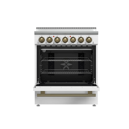 Forno Paolo 30-Inch Freestanding Electric Range, White, 4.38 cu.ft, True Convection Oven, Energy Efficient FORNO
