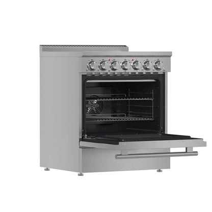 Forno Paolo 30-Inch Freestanding Electric Range, Stainless Steel, 4.38 cu.ft, True Convection Oven, Energy Efficient FORNO