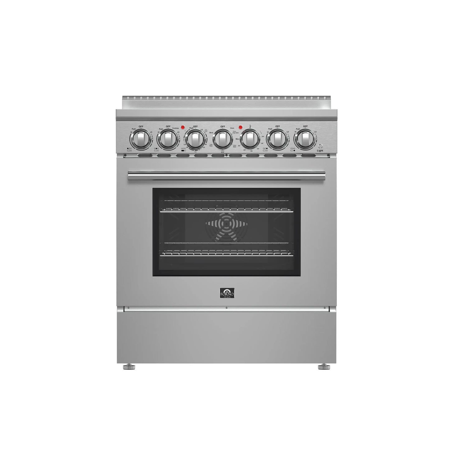 Forno Paolo 30-Inch Freestanding Electric Range, Stainless Steel, 4.38 cu.ft, True Convection Oven, Energy Efficient FORNO