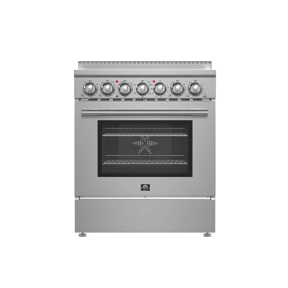 Forno Paolo 30-Inch Freestanding Electric Range, Stainless Steel, 4.38 cu.ft, True Convection Oven, Energy Efficient FORNO