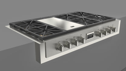 Fulgor Milano 48″ Sofia All Gas Rangetop, 6 Burners, Griddle F6GRT486GS1