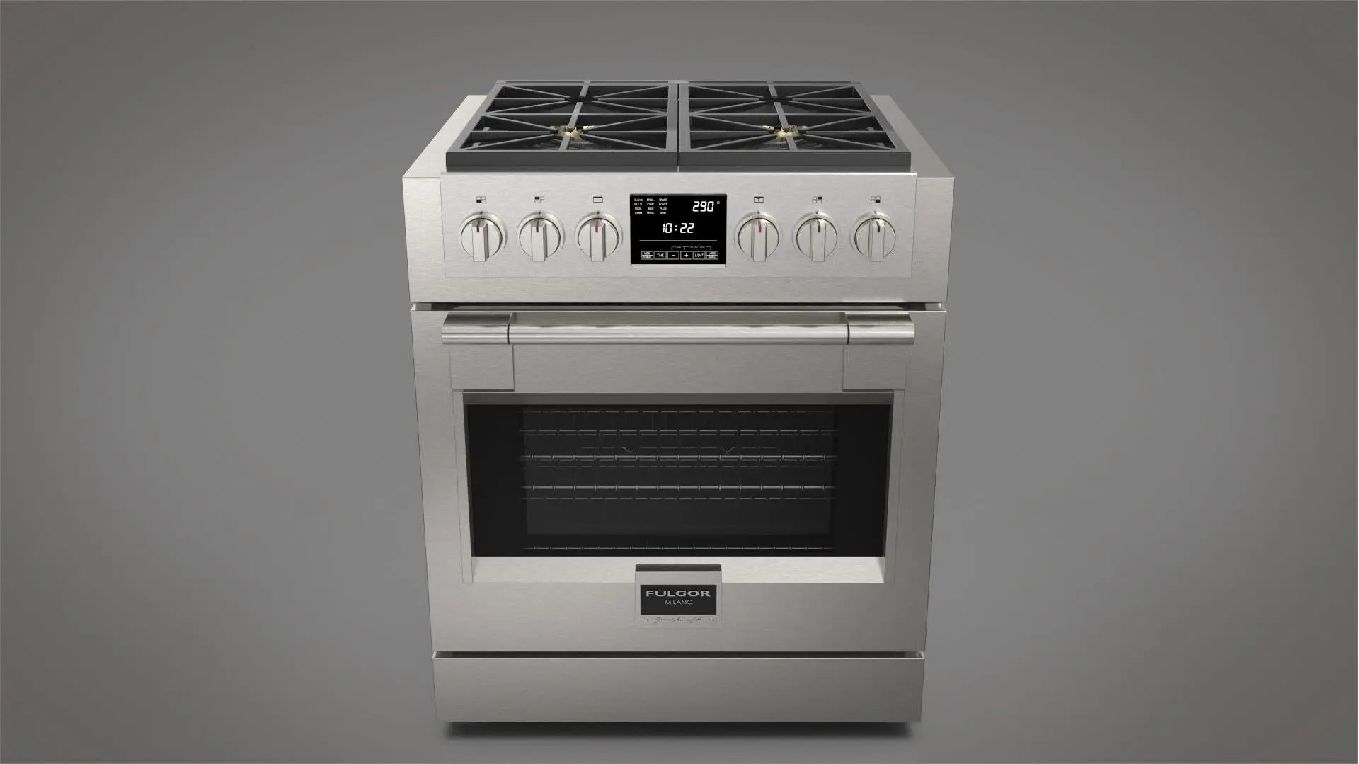 Fulgor Milano Sofia Pro 30-Inch Dual Fuel Range - 4 Burners, Stainless Steel Fulgor Milano