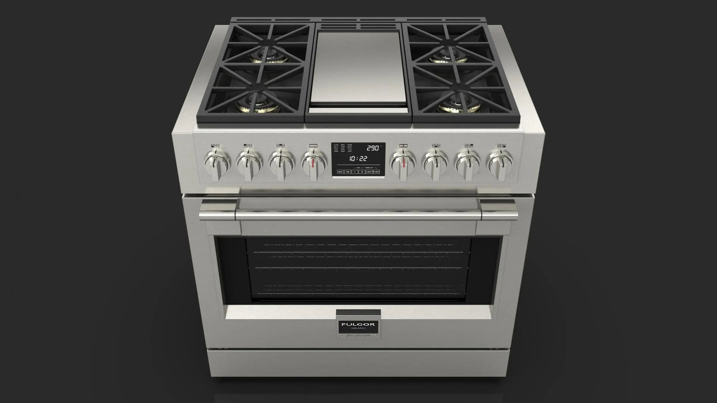36” DUAL FUEL PRO RANGE WITH GRIDDLE | Fulgor Milano fulgor-milano