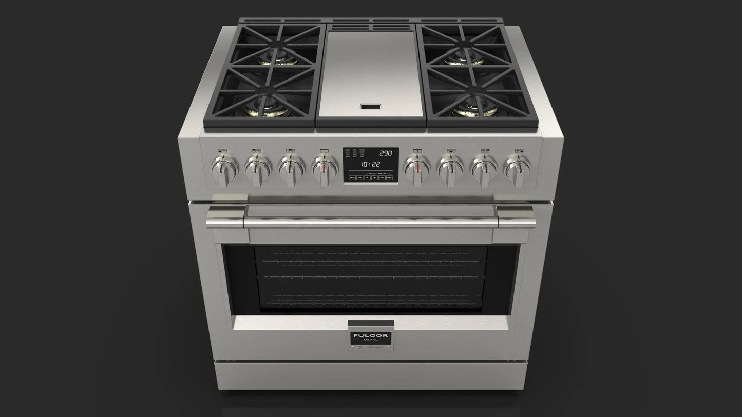 36” DUAL FUEL PRO RANGE WITH GRIDDLE | Fulgor Milano fulgor-milano