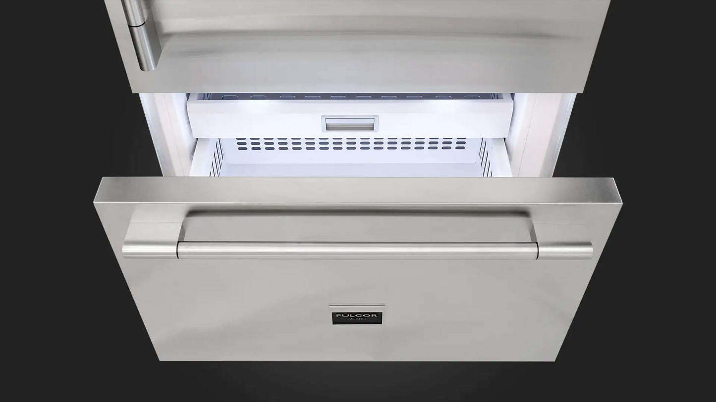 Fulgor Milano 36 Inch Built-In Bottom Freezer Refrigerator, Stainless Steel ITECH APPLIANCES
