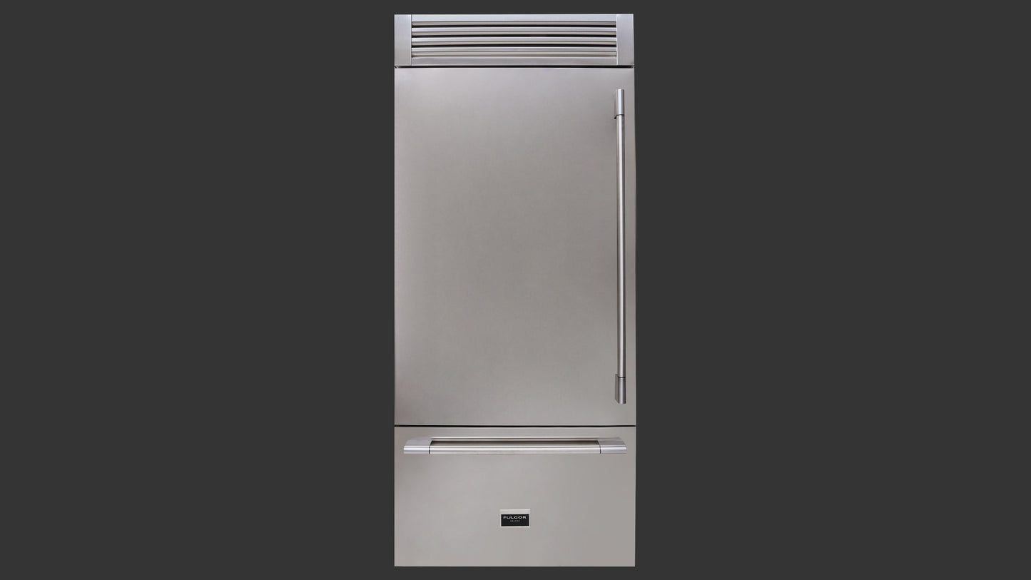 Fulgor Milano 700 Series 36 in. 18.5 Cu. Ft. Stainless Steel Counter Depth Bottom Freezer Refrigerator