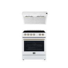 FORNO Premium 2-Piece Kitchen Bundle - Leonardo Espresso 30" White Range, 30" White Range Hood - FBDL-002-03US FORNO