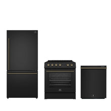 FORNO Premium 3-Piece Kitchen Bundle - Leonardo Espresso 30" Black Range, 31" Black Bottom Freezer Refrigerator, 24" Black Built-In Dishwasher - FBDL-007-02US Forno vendors US
