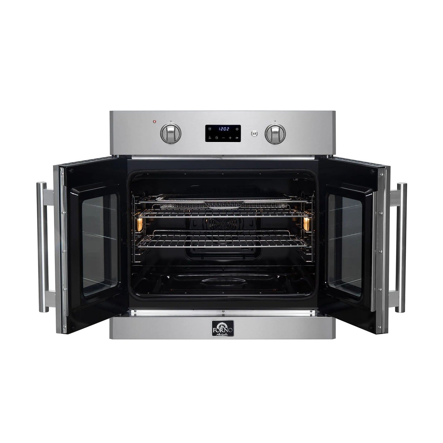 Forno Asti 30-Inch French Door Electric Wall Oven in Stainless Steel, 3.68 cu. ft. True Convection, 3,600W, Air Fry, Sous Vide, Self-Clean FORNO