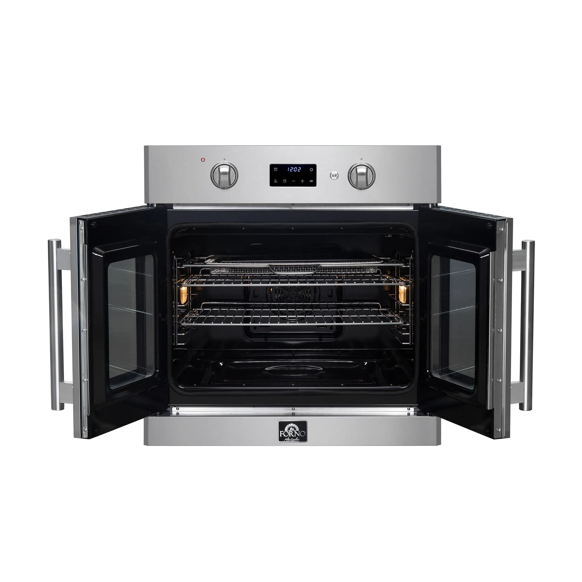 Forno Asti 30-Inch French Door Electric Wall Oven in Stainless Steel, 3.68 cu. ft. True Convection, 3,600W, Air Fry, Sous Vide, Self-Clean FORNO