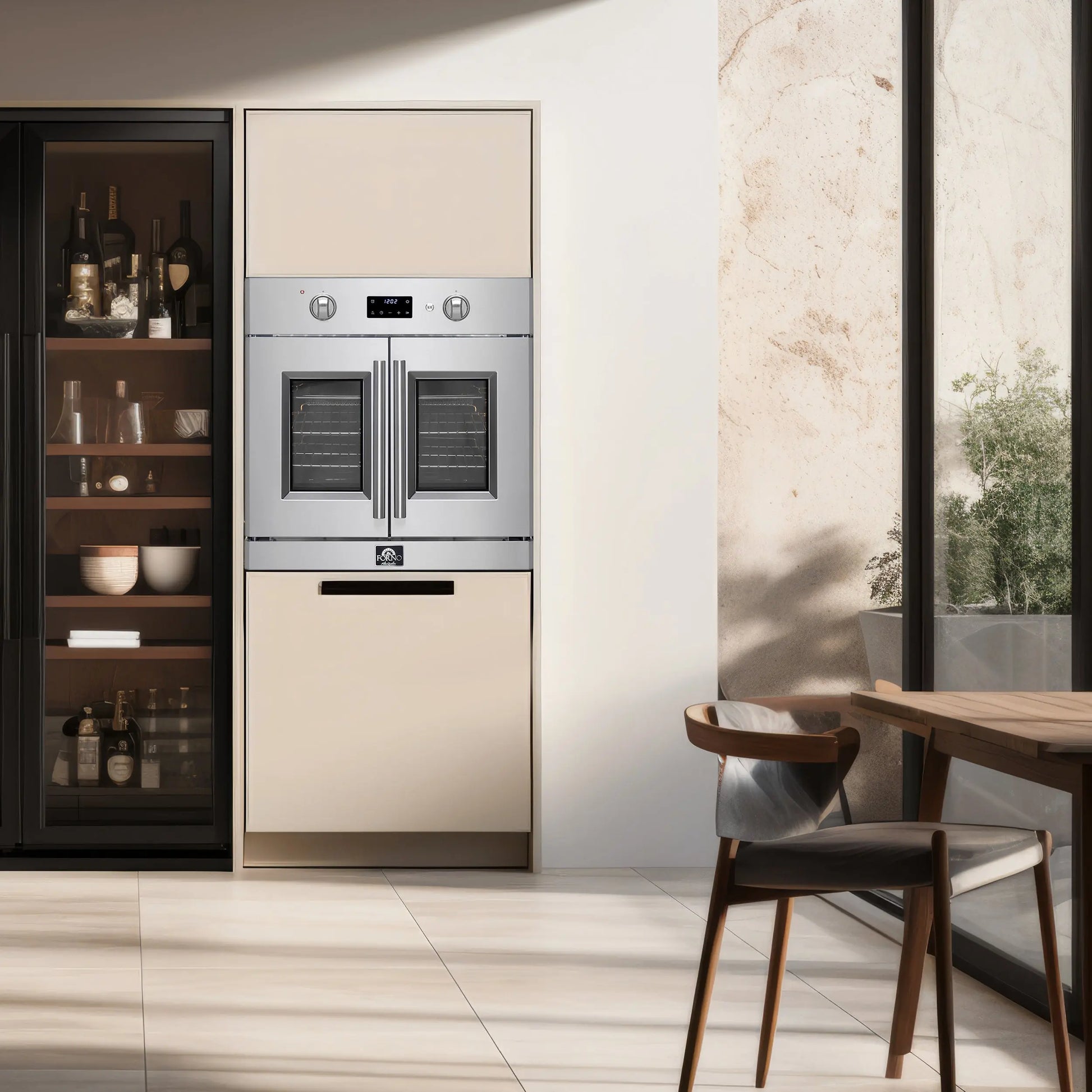 Forno Asti 30-Inch French Door Electric Wall Oven in Stainless Steel, 3.68 cu. ft. True Convection, 3,600W, Air Fry, Sous Vide, Self-Clean FORNO