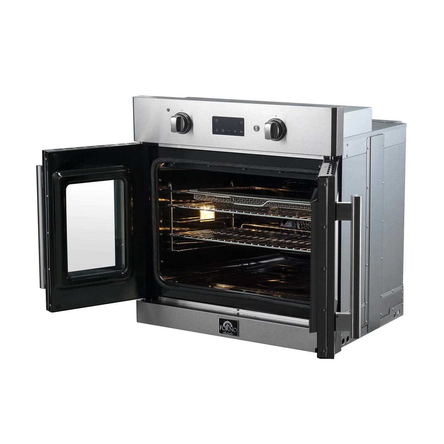 Forno Asti 30-Inch French Door Electric Wall Oven in Stainless Steel, 3.68 cu. ft. True Convection, 3,600W, Air Fry, Sous Vide, Self-Clean FORNO