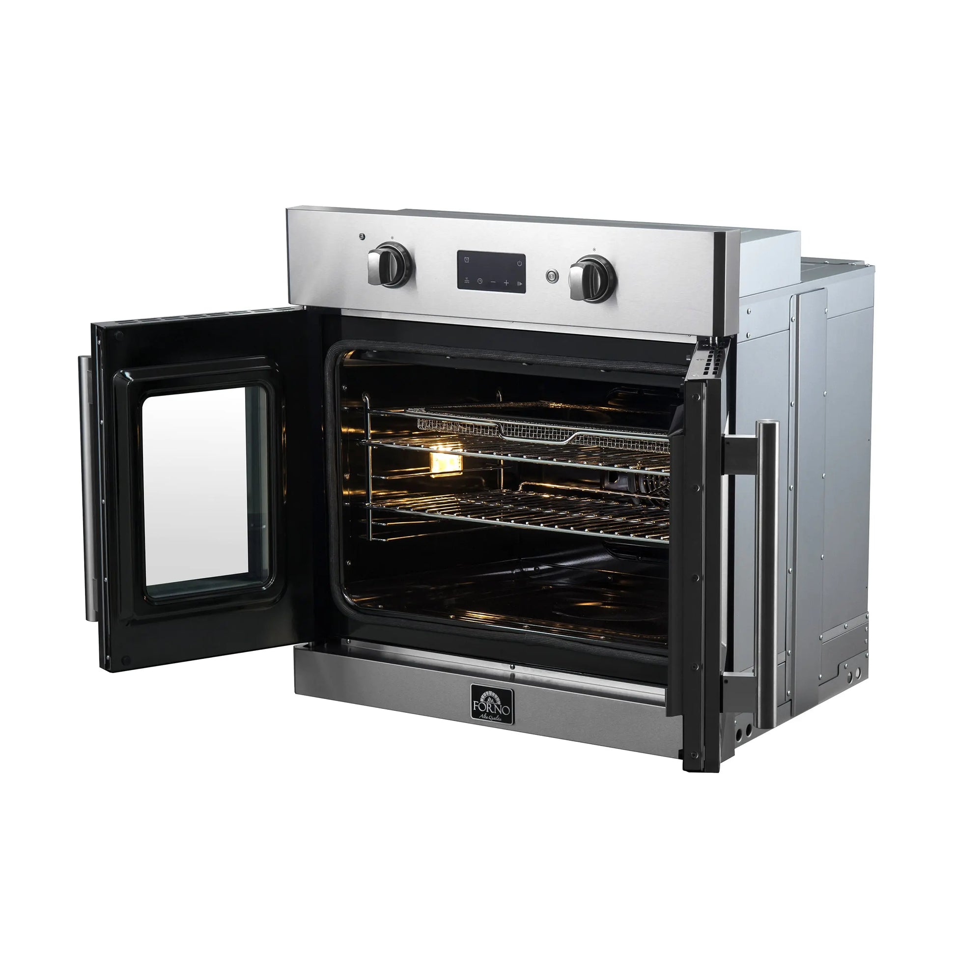 Forno Asti 30-Inch French Door Electric Wall Oven in Stainless Steel, 3.68 cu. ft. True Convection, 3,600W, Air Fry, Sous Vide, Self-Clean FORNO
