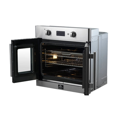 Forno Asti 30-Inch French Door Electric Wall Oven in Stainless Steel, 3.68 cu. ft. True Convection, 3,600W, Air Fry, Sous Vide, Self-Clean FORNO