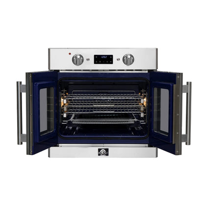 Forno Gallico 30-Inch Electric French Door Wall Oven, Stainless Steel, True Convection, Air Fry, Self-Cleaning FORNO