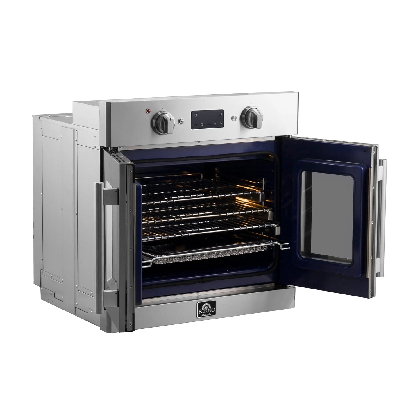 Forno Gallico 30-Inch Electric French Door Wall Oven, Stainless Steel, True Convection, Air Fry, Self-Cleaning FORNO