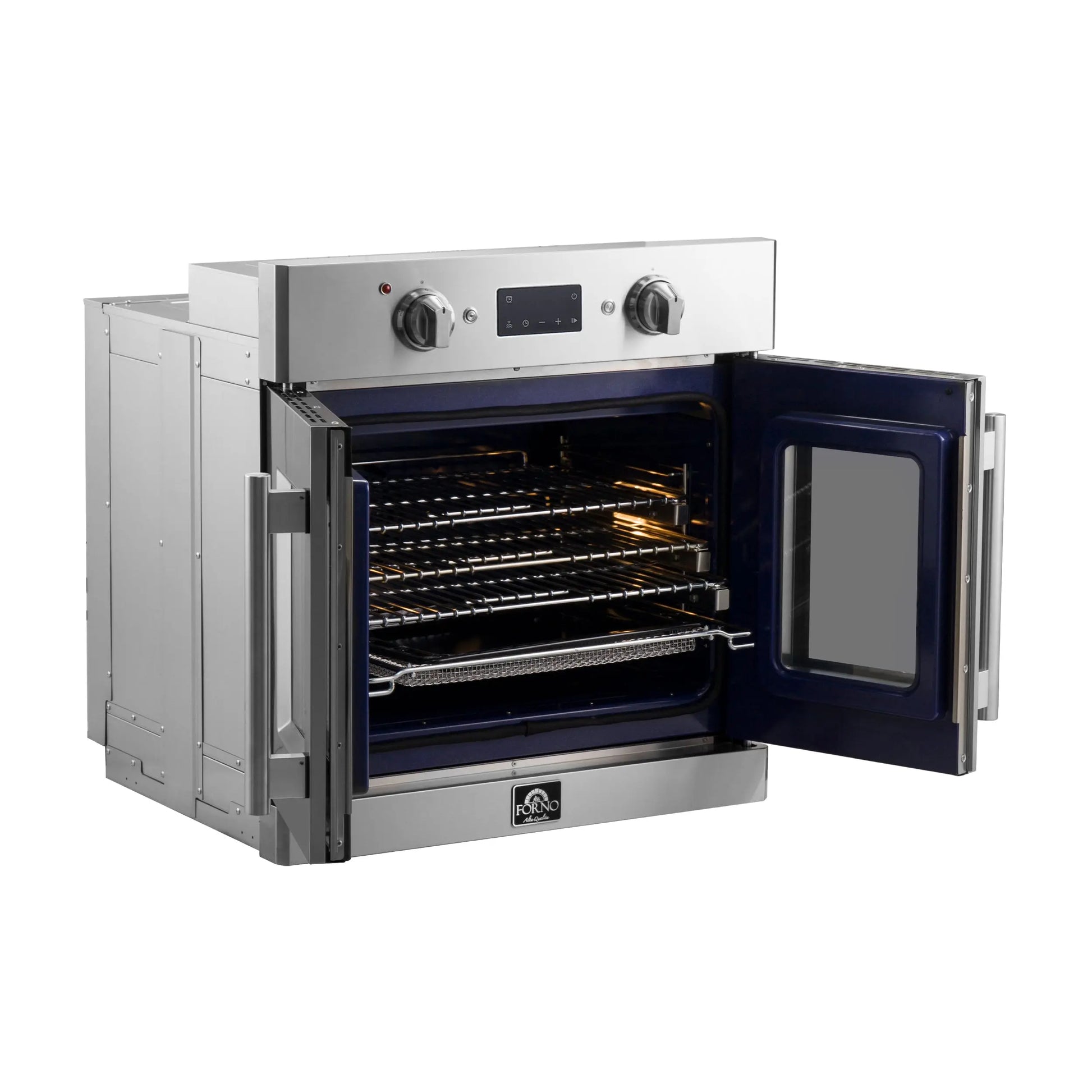 Forno Gallico 30-Inch Electric French Door Wall Oven, Stainless Steel, True Convection, Air Fry, Self-Cleaning FORNO