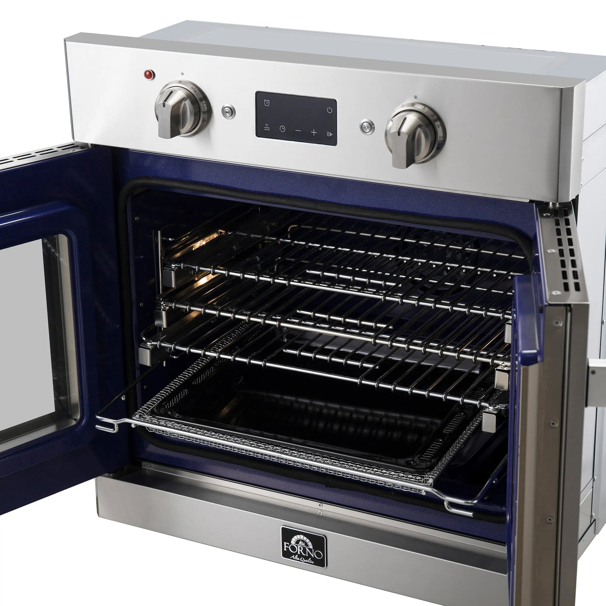 Forno Gallico 30-Inch Electric French Door Wall Oven, Stainless Steel, True Convection, Air Fry, Self-Cleaning FORNO