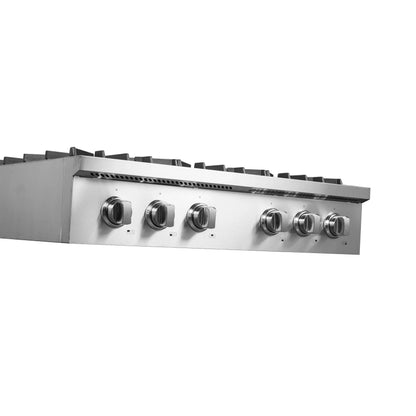 Forno Cossato Alta Qualita 36-Inch Pro-Style Gas Rangetop, Stainless Steel, 6 Sealed Burners, 83,000 BTU Total Output, Continuous Cast Iron Grates FORNO