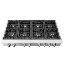 Forno Cossato Alta Qualita 48-Inch Pro-Style Gas Rangetop, Stainless Steel, 8 Sealed Burners, 107,000 BTU Total Output, Continuous Cast Iron Grates FORNO