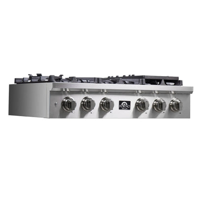 Forno Spezia Alta Qualita 36-Inch Pro-Style Gas Rangetop, Stainless Steel, 6 Sealed Burners, Continuous Cast Iron Grates, High Heat Output FORNO