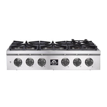 Forno Spezia Alta Qualita 36-Inch Pro-Style Gas Rangetop, Stainless Steel, 6 Sealed Burners, Continuous Cast Iron Grates, High Heat Output FORNO