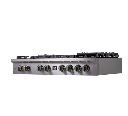 Forno Spezia Alta Qualita 48-Inch Pro-Style Gas Rangetop, Stainless Steel, 8 Sealed Burners, Continuous Cast Iron Grates, High Heat Output FORNO