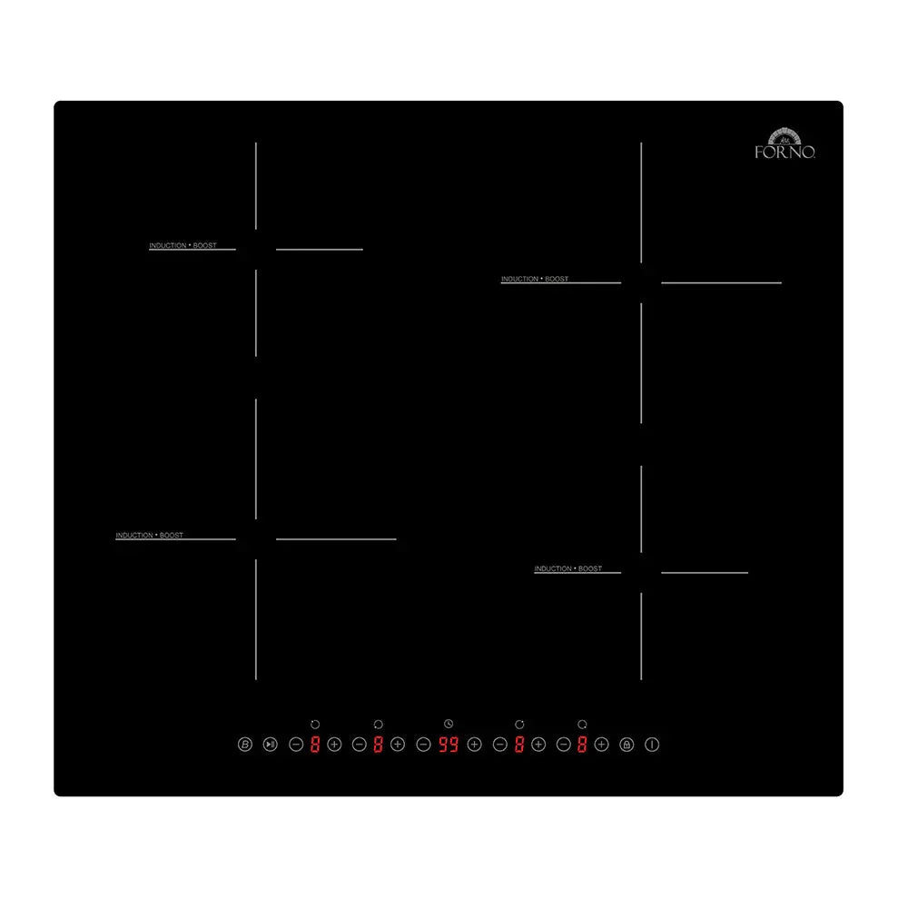 Forno Parco 24-Inch Induction Cooktop, 4 Zones, 7,200W Total Power, Touch Control, 9 Power Levels, Booster Function FORNO