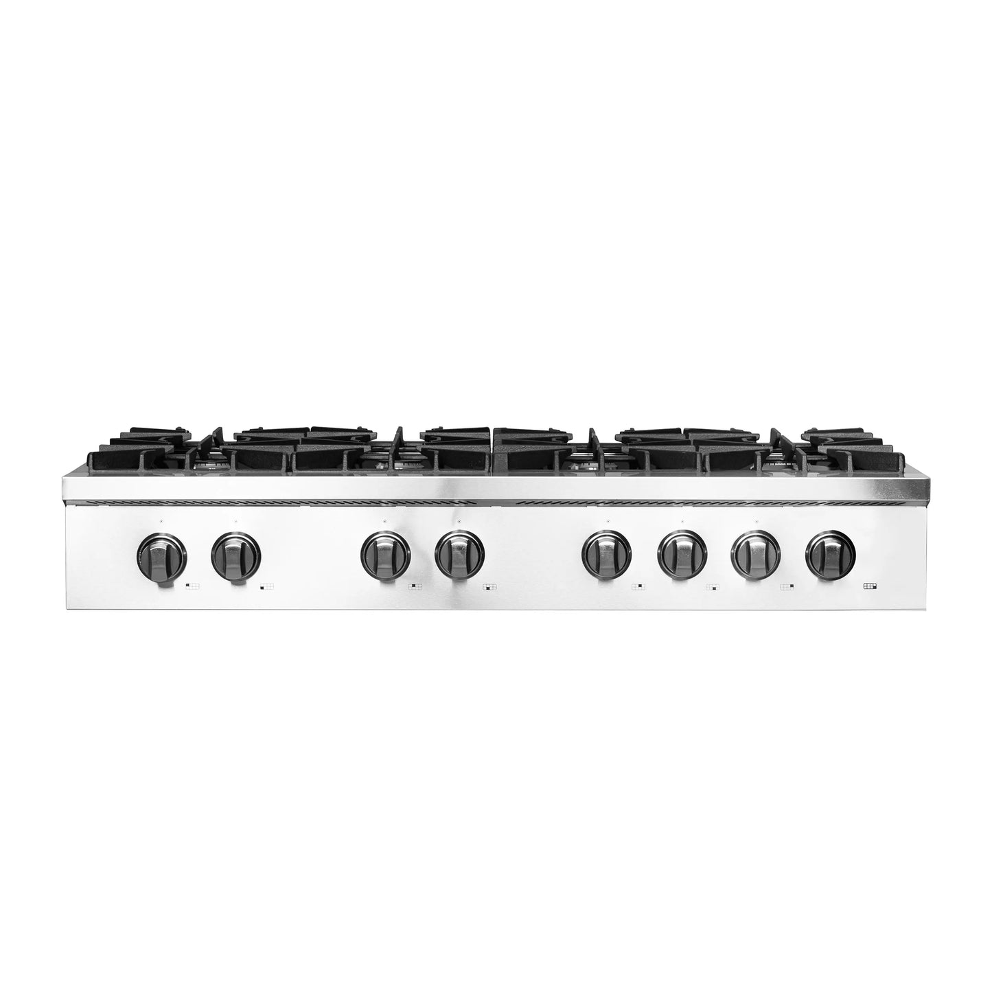 Forno Cossato Alta Qualita 48-Inch Pro-Style Gas Rangetop, Stainless Steel, 8 Sealed Burners, 107,000 BTU Total Output, Continuous Cast Iron Grates FORNO