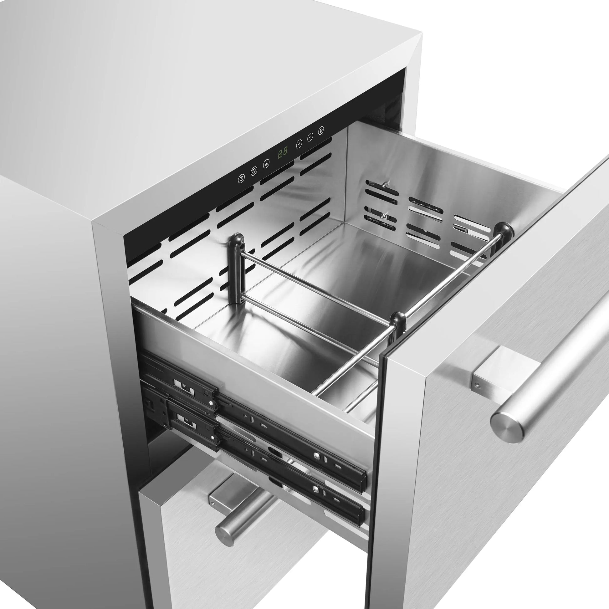 Forno Como 24-Inch Indoor Outdoor Drawer Refrigerator, 4.87 cu.ft, Stainless Steel Interior, Adjustable Shelves, LED Lighting FORNO