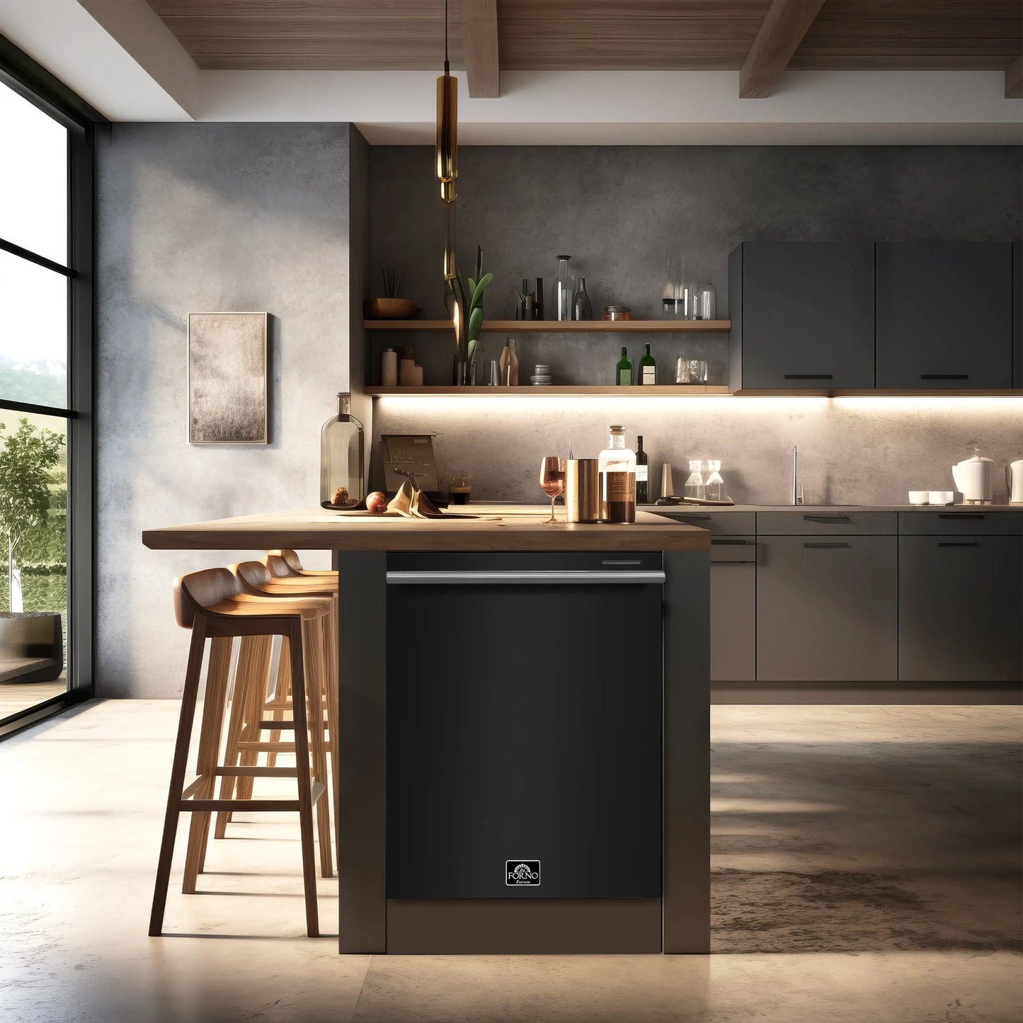 Forno Pozzo 24-Inch Built-In Tall Tub Top Control Dishwasher, Black, 49 dBA, Soil-Sensing Capable, ENERGY STAR FORNO