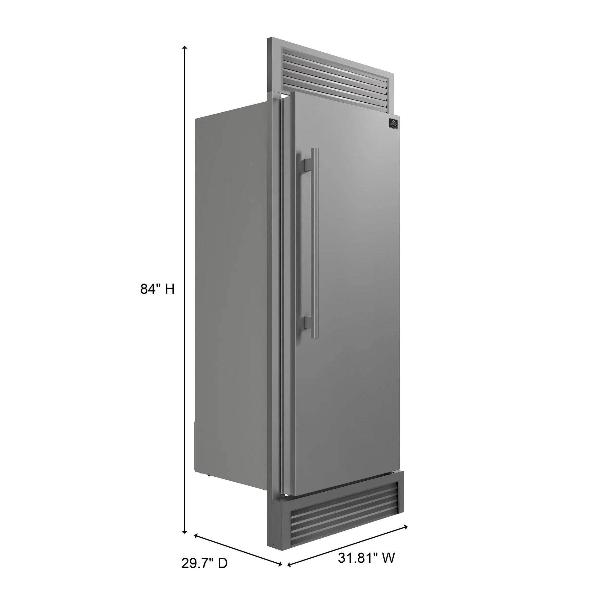 Forno Maderno 28-Inch Built-In Convertible Refrigerator, 13.6 cu.ft, Right Swing, Decorative Grill, ENERGY STAR Certified FORNO