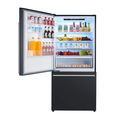 Forno Milano Espresso 31-Inch Black Bottom Freezer Refrigerator, 17.2 Cu. Ft., Energy-Efficient, No Frost, Built-In Ice Maker FORNO
