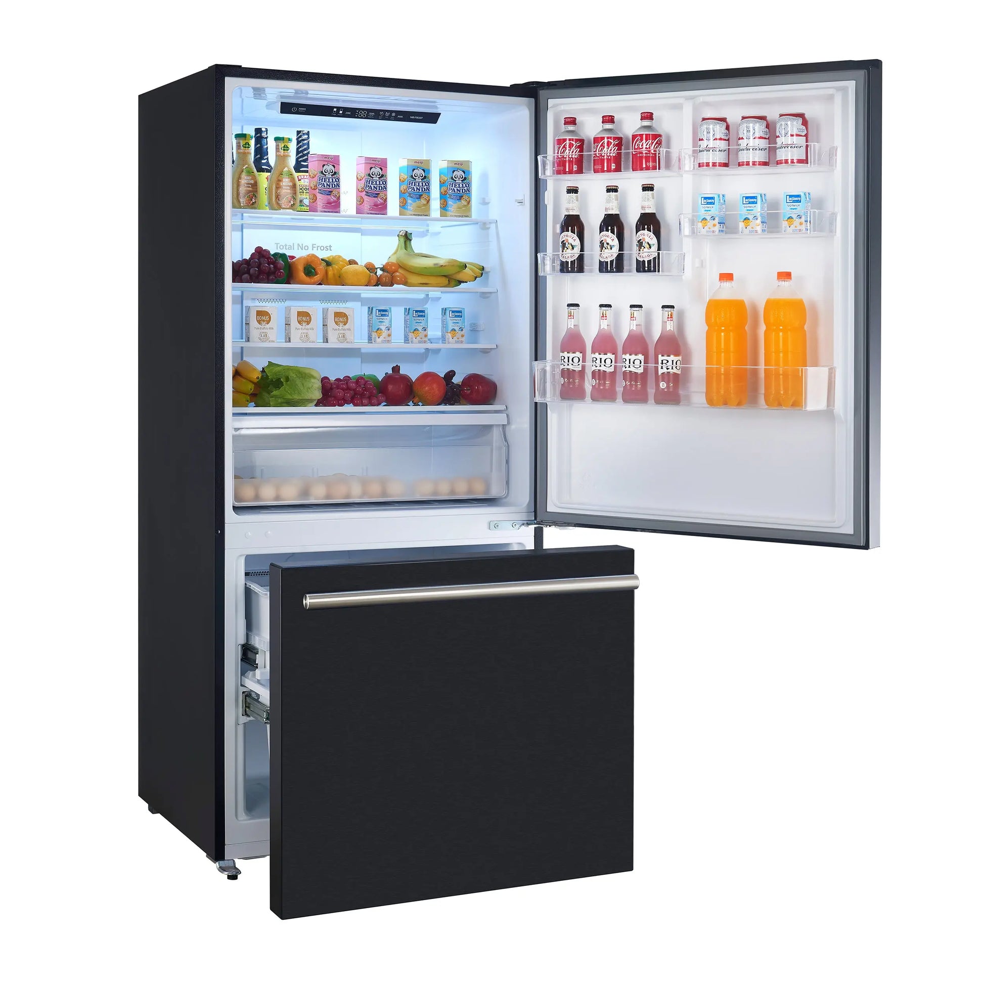 FORNO Premium 2-Piece Kitchen Bundle - Leonardo Espresso 30" Black Range, 31" Black Bottom Freezer Refrigerator - FBDL-003-02US FORNO